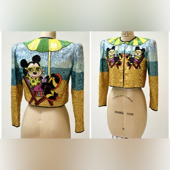 1990s Disney / Mickey Mouse platinum Jeanette Kastenberg bolero jacket - Picture 1 of 6